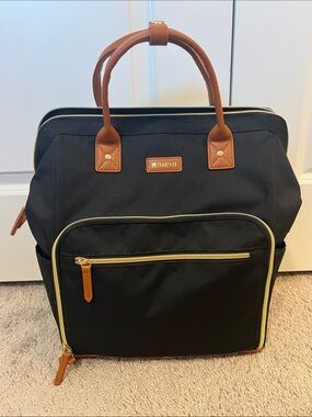 Maven Black RN Tote Backpack with Brown Trim